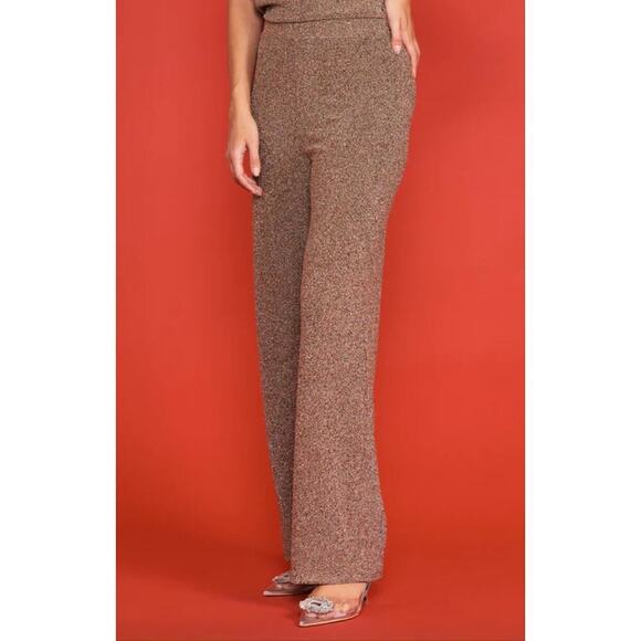 Skies Are Blue Lurex Relaxed Fit Trousers Rose Gold Glitter Small Holiday Party - Picture 1 of 13